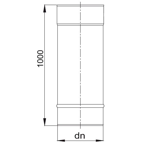 Aperçu: Élément droit inox 1000 mm - simple paroi - Reuter EW-BLUE