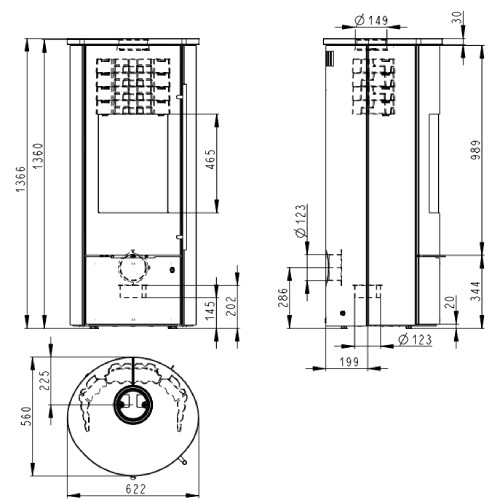 Aperçu: Poêle à bois Olsberg Tolima PowerSystem II Compact 6 kW étanche