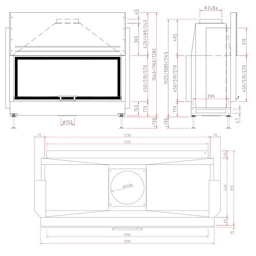 Aperçu: Insert bois SCHMID Lina TV 120 h/s porte coulissante/porte pivotante 10 kW