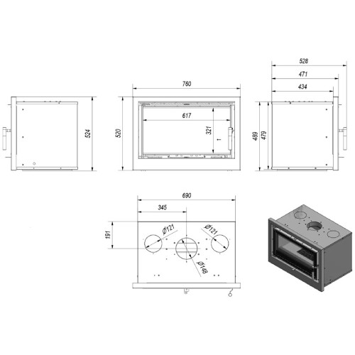 Aperçu: Cassette de cheminée Fram RK/70 | 8 kW