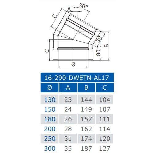 Aperçu: Coude 30° (P1) - double paroi - Jeremias DW-BLACK