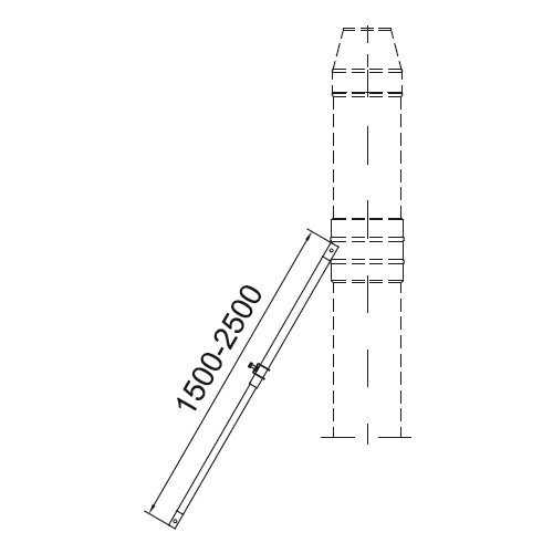 Aperçu: Hauban réglable 1500-2500 mm, avec crochet de toit universel - double paroi - Reuter Systèmes DW