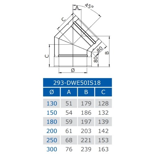 Aperçu: Coude 45° - double paroi - Jeremias DW-BLACK 50