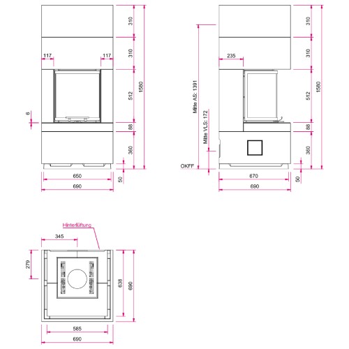 Aperçu: Foyer modulaire Camina S12 Kurz 4 kW accumulateur de chaleur